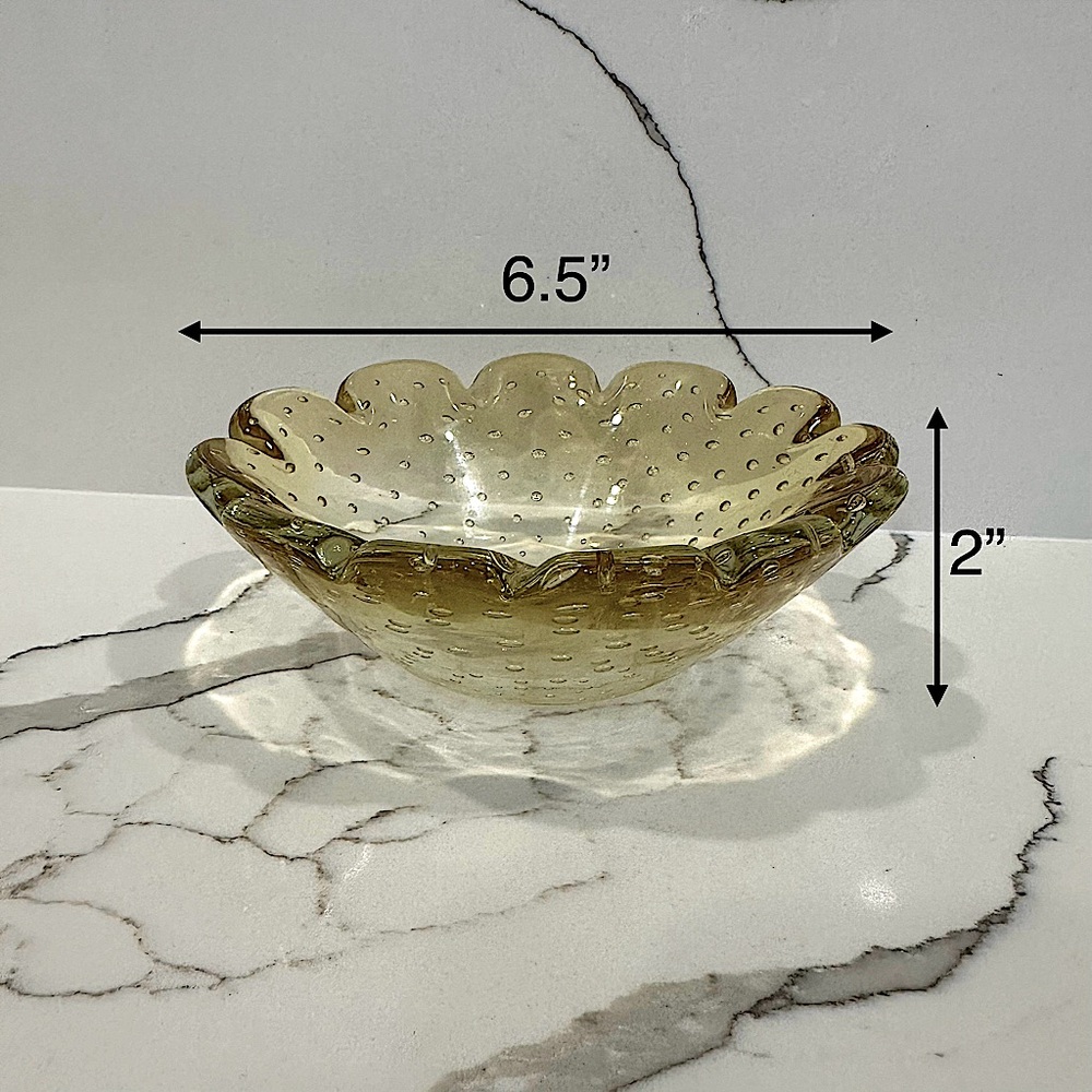 Translucent Yellow Flower Hand Blown Glass Bowl - Picture 5 of 5